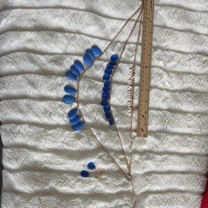 Blue Beaded Necklace with earrings